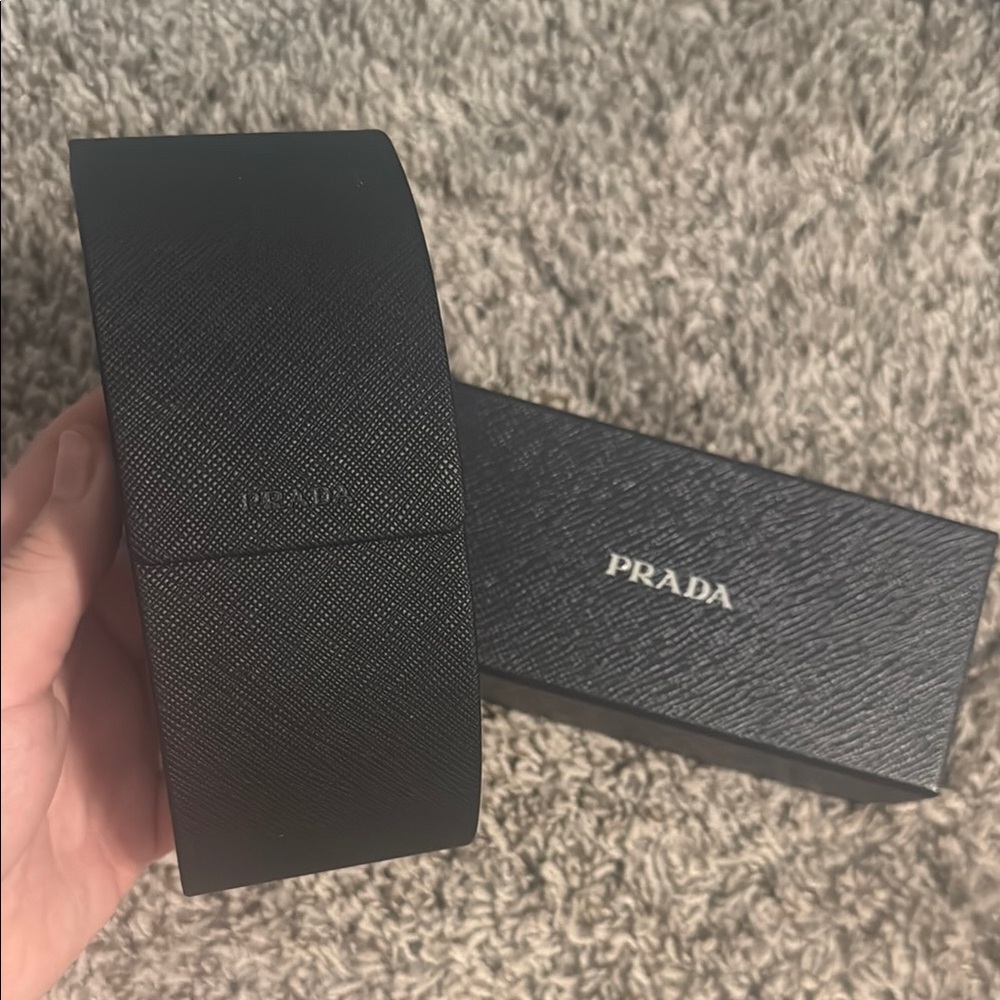 Prada Sunglasses w/ Magnetic Closure Black Saffiano Leather Case